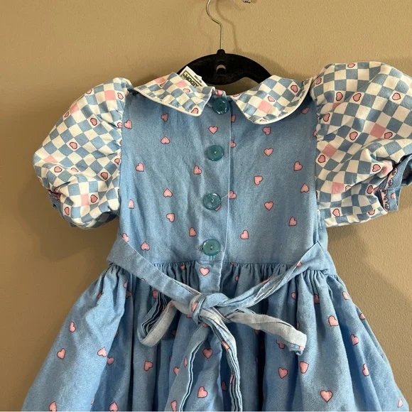 Vintage Daisy Kingdom Puff Sleeve Hearts & Bears Dress Size 4 - Picture 8 of 13